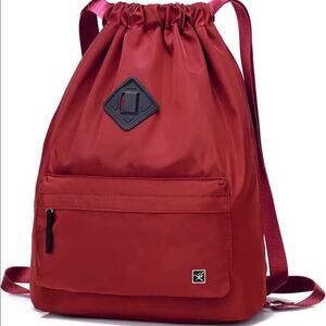 Risefit Burgundy Drawstring Waterproof Gym Backpack